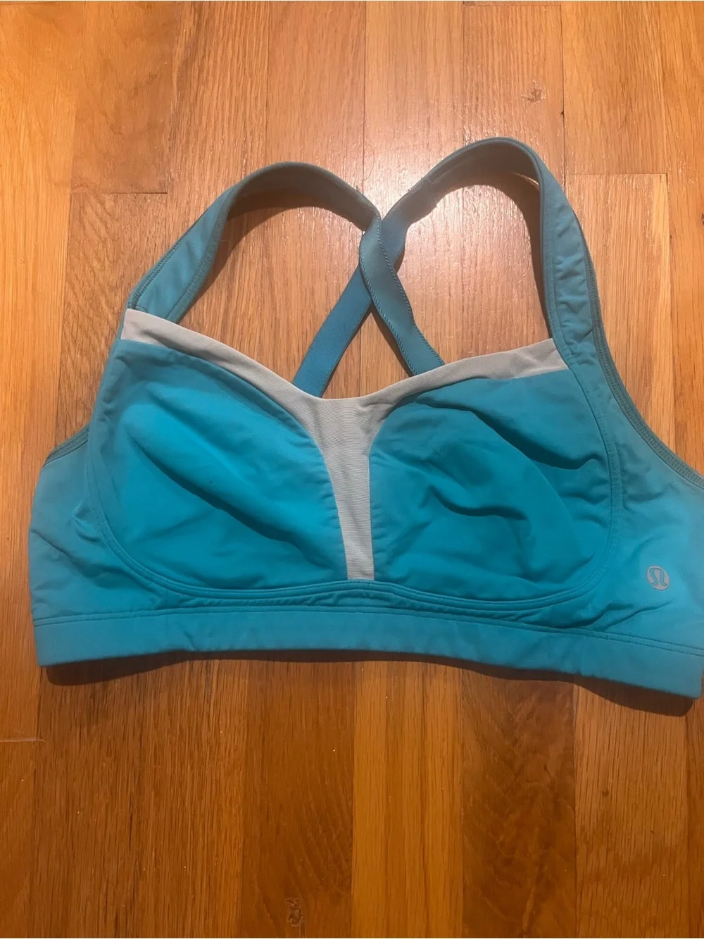 lululemon athletica Teal & White Supportive Racerback Sports Bra